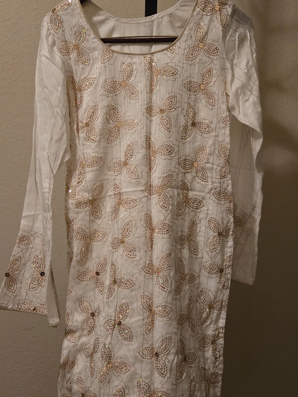 White Embellished Floral Tunic Dress